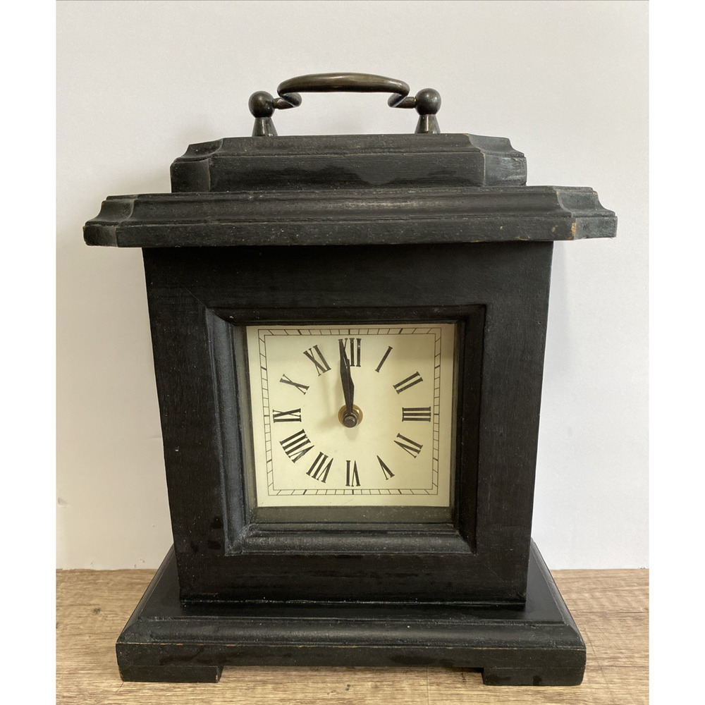 Handmade Solid Wood Mantel Tabletop Clock 12" X 10" X 4'" inch Roman Numerals